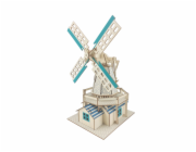 Woodcraft Dřevěné 3D puzzle Holandský větrný mlýn modrý