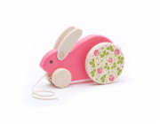 Bajo Velký růžový dřevěný tahací králík