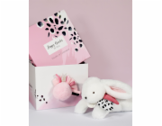 Doudou Dárková sada - Plyšový králíček s růžovou bambulkou 25 cm
