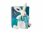 Doudou Dárková sada - Plyšový králíček s muchláčkem 25 cm modrá