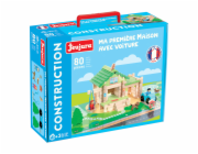 Jeujura Dřevěná stavebnice 80 dílů Můj první dům s autem