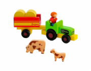 Jeujura Dřevěné figurky ke stavebnicím Farmář s traktorem 7 dílů