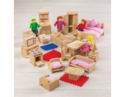 Bigjigs Toys Sada nábytku do domečku a postaviček rodiny
