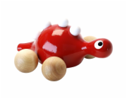 Vilac Dřevěný dinosaurus na kolečkách červený