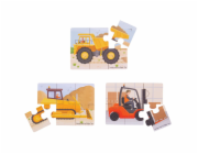 Bigjigs Toys Puzzle 3v1 Stavební stroje