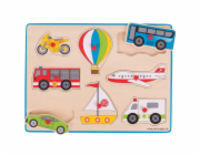 Bigjigs Toys Vkládací puzzle dopravní prostředky s úchytem