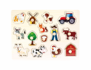 Bino Dřevěné puzzle farma 14 dílků