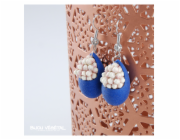 Živé šperky - Náušnice Slza modré s trvalými bílými květy