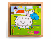 Bigjigs Toys Obrázkové kostky kubusy Zvířátka 9 kostek