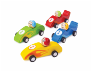 Bigjigs Toys Barevné dřevěné závodní auto 1 ks