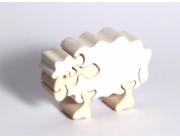 Fauna Dřevěné vkládací puzzle z masivu ovečka bílá