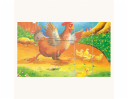 Bino Dřevěné obrázkové kostky domácí zvířátka 15 dílů