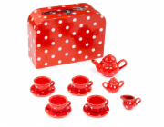 Bigjigs Toys Červený puntíkovaný čajový set