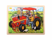 Bigjigs Toys Dřevěné puzzle traktor 24 dílků