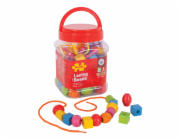 Bigjigs Toys Dřevěné navlékací korálky v bedýnce