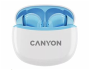 CANYON TWS-5 BT sluchátka s mikrofonem, BT V5.3 JL 6983D4, pouzdro 500mAh+40mAh až 38h, modrá
