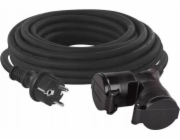 Venkovní prodlužovací kabel 10m / 2 zásuvky / černý / guma / 230 V / 1,5mm2