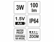 Svítilna Yato Kovová baterka s CREE diodou 100x25mm - YT-08571