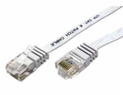 Patch kabel UTP cat 6, 15m plochý - bílý