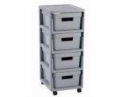 Regál Curver Infinity 4x11L se zásuvkami světle šedý