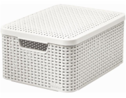 Box Curver Style M 18L s víkem krémově bílý