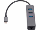Akyga Hub USB type C - USB 3.0 3-port + Ethernet