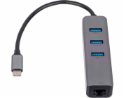 Akyga Hub USB type C - USB 3.0 3-port + Ethernet