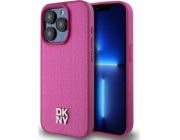 DKNY  DKHMP15LPSHRPSP iPhone 15 Pro 6.1 růžové/růžové pevné pouzdro Kožený Monogram Vzor Kovové Logo MagSafe