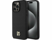 DKNY  DKHMP15XPSHRPSK iPhone 15 Pro Max 6.7 černo/černé pevné pouzdro Kožený Monogram Vzor Kovové Logo MagSafe