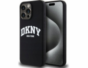 DKNY  tekuté silikonové bílé tištěné logo MagSafe - iPhone 15 Pro Max Case (černé)