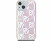 DKNY  Liquid Glitter Multilogo - Pouzdro na iPhone 15 / 14 / 13 (růžové)