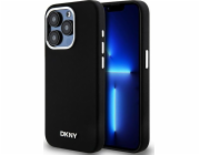 DKNY  tekutý silikon s malým kovovým logem MagSafe – pouzdro na iPhone 15 Pro (černé)
