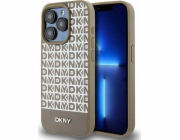DKNY  DKHMP15XPSOSPW iPhone 15 Pro Max 6.7 hnědé/hnědé pevné pouzdro Kožený tištěný vzor Kovové logo MagSafe
