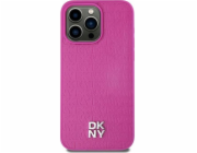 DKNY  DKHMP15SPSHRPSP iPhone 15 / 14 / 13 6.1 růžové/růžové pevné pouzdro Kožený vzor Kovové logo MagSafe