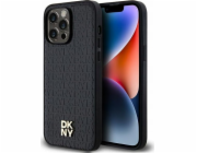 DKNY  DKHMP13LPSHRPSK iPhone 13 Pro / 13 6.1 černo/černé pevné pouzdro Kožený vzor Kovové logo MagSafe