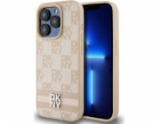 DKNY  DKHCP15XPCPTSSP iPhone 15 Pro Max 6,7 růžové/růžové pevné pouzdro Kožený kostkovaný mono vzor a tištěné pruhy