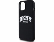 DKNY Tekuté silikonové DKNY bílé tištěné logo MagSafe - pouzdro na iPhone 12 / iPhone 12 Pro (černé)