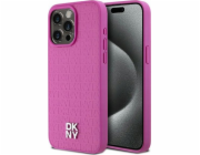DKNY  DKHMP15XPSHRPSP iPhone 15 Pro Max 6,7 růžové/růžové pevné pouzdro Kožený Monogram Vzor Kovové Logo MagSafe