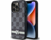 DKNY  DKHCP14LPCPTSSK iPhone 14 Pro 6.1 černo/černé pevné pouzdro Kožený kostkovaný mono vzor a tištěné pruhy