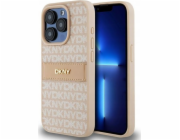 DKNY  DKHCP15LPRTHSLP iPhone 15 Pro 6.1 růžové/růžové pevné pouzdro Kožený mono pruh a kovové logo