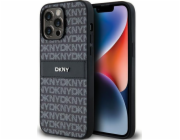 DKNY  DKHCP14XPRTHSLK iPhone 14 Pro Max 6.7 černo/černé pevné pouzdro Kožený mono pruh a kovové logo