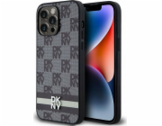 DKNY  DKHCP14XPCPTSSK iPhone 14 Pro Max 6.7 černo/černé pevné pouzdro Kožený kostkovaný mono vzor a tištěné pruhy