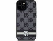 DKNY  DKHCS24LPCPTSSK S24 Ultra S928 černé/černé pevné pouzdro Kožený kostkovaný mono vzor a tištěné pruhy