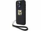DKNY PU Leather Stack Logo Wrist Strap Zadní Kryt pro iPh...