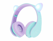 Bezdrátová sluchátka PowerLocus P2 Cats Ears pro děti (modrá a fialová)