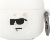 Karl Lagerfeld pouzdro Karl Lagerfeld KLA3RUNCHH kryt Apple AirPods 3 bílá/bílá silikonová hlava Choupette 3D