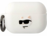 Karl Lagerfeld pouzdro Karl Lagerfeld KLAP2RUNCHH kryt Apple AirPods Pro 2 bílá/bílá silikonová hlava Choupette 3D