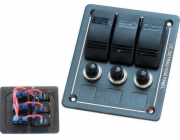 TurboWorks_F Spínací panel ALU, ON-OFFx3, BA 1x5A 1x10A 1x15A IP68