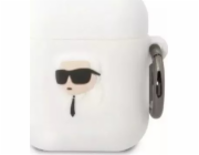 Karl Lagerfeld Ochranné pouzdro na sluchátka pro AirPods 1/2 kryt bílý/bílý Silikon Karl Head 3D