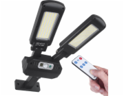Maclean Solar LED pouliční lampa s pohybovým senzorem a dálkovým ovládáním Maclean IP54, 5W, 2x450lm, 6500K, Li-ion 2400 mAh, 3 provozní režimy MCE447